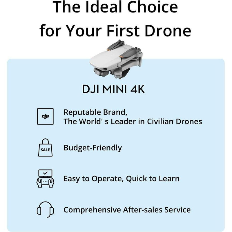 DJI Mini 4K dron con cámara UHD, estabilización de cardán, transmisión larga distancia y resistencia al viento para adultos