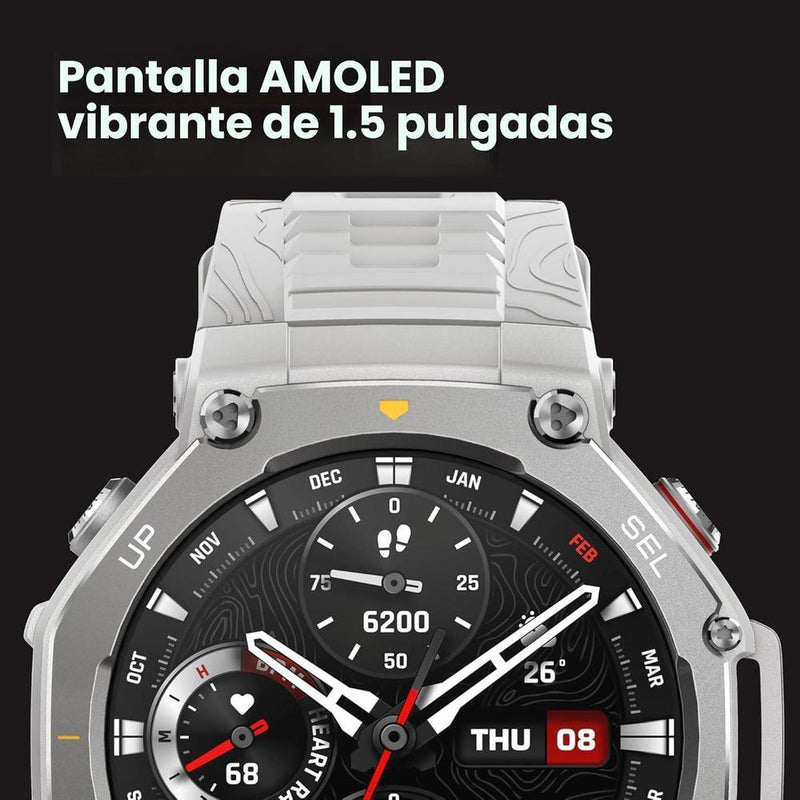 Amazfit T-Rex 3 - Reloj Inteligente Resistente Negro Con Pantalla Amoled 1.5 Pulgadas, Gps De Doble Banda Y 27 Días De Batería