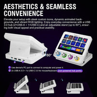 Controlador de streaming VSDINSIDE con teclas programables, macros, efectos sonoros y soporte ergonómico, compatible con Mac y PC