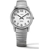 Timex Reloj Easy Reader para hombre con esfera blanca fácil de leer, banda de acero inoxidable y función de fecha