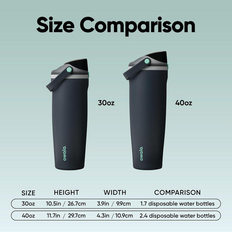 Owala FreeSip Sway Botella de agua de acero inoxidable aislada con boquilla 2 en 1, pajita y asa, ideal para deportes y viajes
