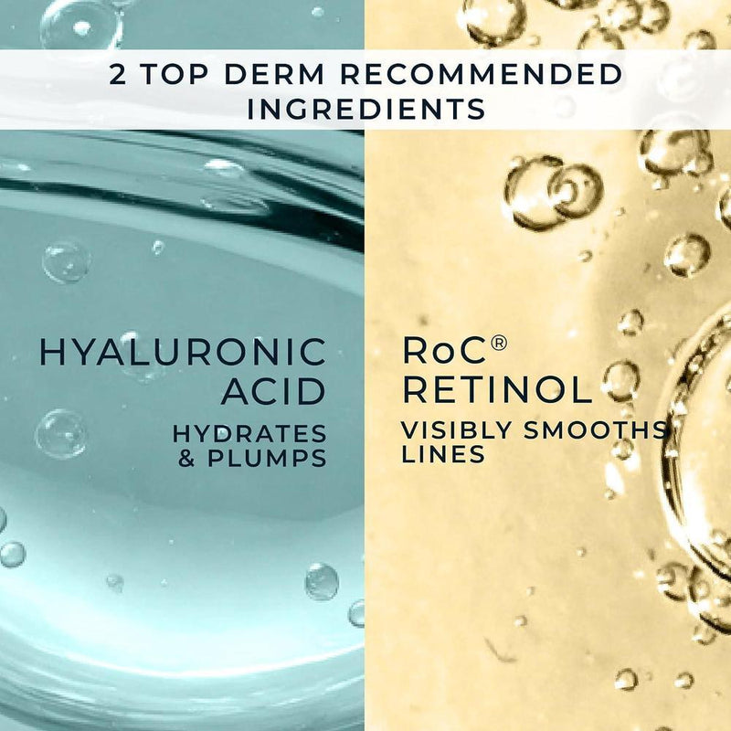 RoC Hidratante Facial Antienvejecimiento con Retinol y Ácido Hialurónico para Líneas Finas, Manchas Oscuras y Cicatrices