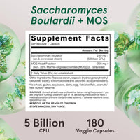 Jarrow Formulas Saccharomyces Boulardii + MOS Probiotics, Apoyo Digestivo e Intestinal, 5B CFU, 180 Cápsulas, Vegano