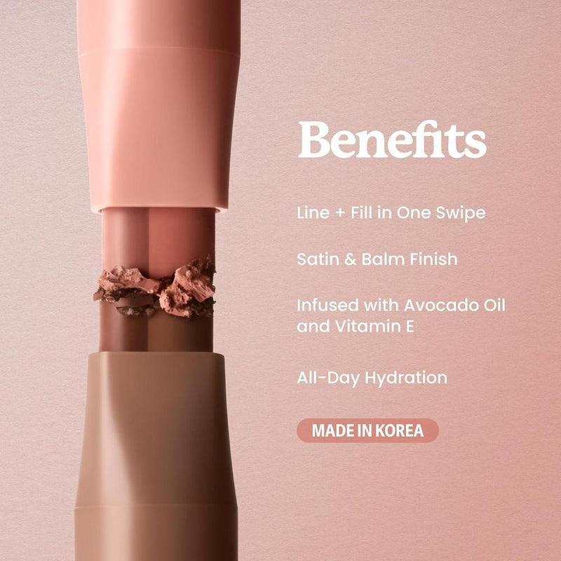 Sacheu DoubleDown Lip Definer: Labial hidratante 2 en 1 con acabado satinado enriquecido con aceites nutritivos