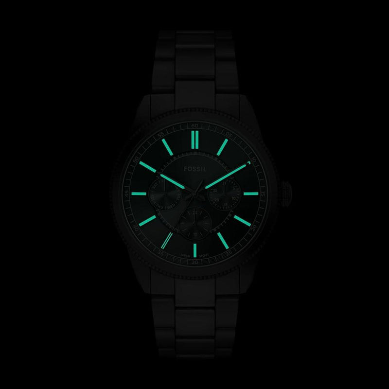 Reloj multifuncional de acero inoxidable Fossil Pearson para hombre, resistente a los arañazos, con subesferas de día y fecha