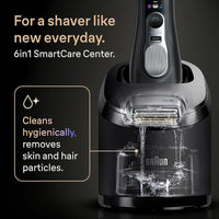 Afeitadora eléctrica Braun Series 9 PRO+ con Pro SensoAdapt, centro SmartCare 6 en 1 para uso húmedo y seco, color negro