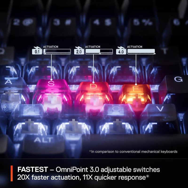 Teclado gaming SteelSeries Apex Pro Mini con interruptores ajustables OmniPoint 3.0, rapid trigger y modo de protección
