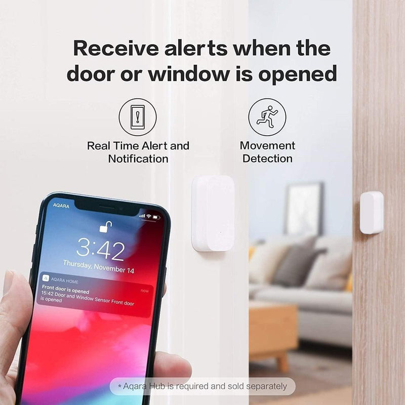 Aqara - Paquete de 3 sensores Zigbee de puerta y ventana, sensor inalámbrico mini para automatización y seguridad