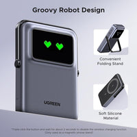 UGREEN Uno - Cargador portátil magnético de alta capacidad con carga inalámbrica y cable, compatible con iPhone y dispositivos USB-C