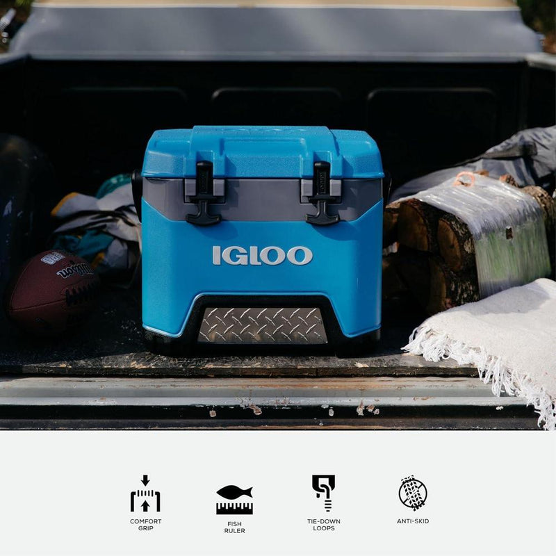 Enfriador Igloo BMX con carcasa aislante y tecnología Cool Riser, cierre seguro, mango reforzado y capacidad de 25 litros