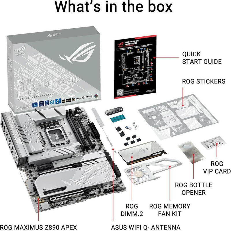 ASUS ROG MAXIMUS Z890 APEX, Placa base Intel Z890 LGA 1851 ATX con DDR5, WiFi 7, LAN 5G y Thunderbolt 4, AI OC y refrigeración