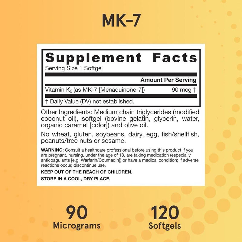 Jarrow Formulas MK-7, suplemento de vitamina K2 MK-7 para salud ósea y cardiovascular. Sin gluten ni alérgenos