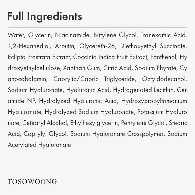 TOSOWOONG Serum Niacinamide 10% + Tranexamic Acid 4% + Arbutin 2% + Hyaluronic Acid 33ml