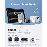 Anker MagGo Power Bank con certificación oficial para Apple, batería compacta de 10,000 mAh y cable USB-C integrado, para múltiples dispositivos