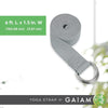 Gaiam Correa de yoga de alta calidad con hebilla de anillo en D metal ajustable, ideal para estiramiento y fitness, longitud 182.88 cm.