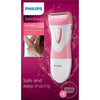 Philips Beauty SatinShave Essential HP6306/50 - Afeitadora eléctrica inalámbrica para piernas en seco y húmedo, rosa y blanco