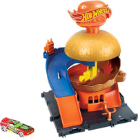 Hot Wheels City Burger Drive-Thru con 1 Vehículo, se conecta con otros playsets, para niños de 4 a 8 años