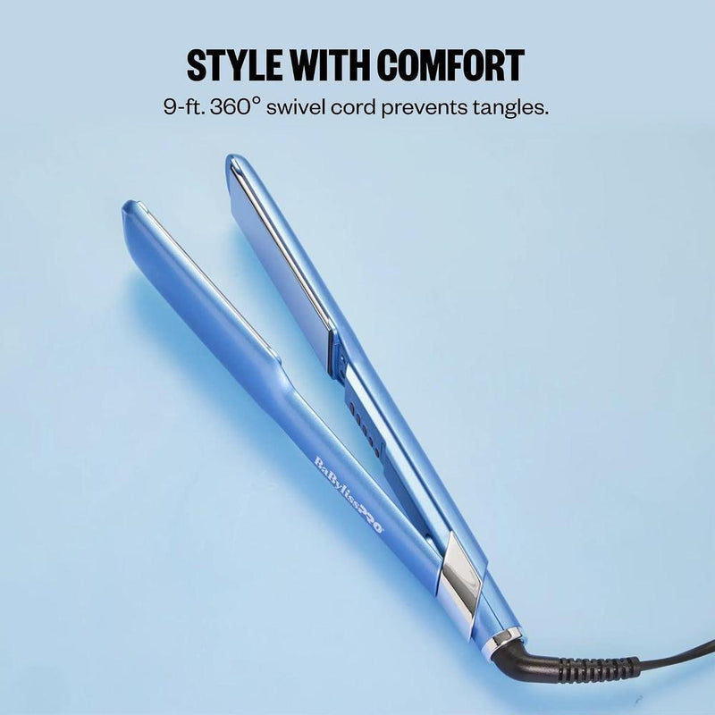 BaBylissPRO Nano Titanium Ultra-Sleek Hair Straightener con placas de titanio y pantalla LED ajustable
