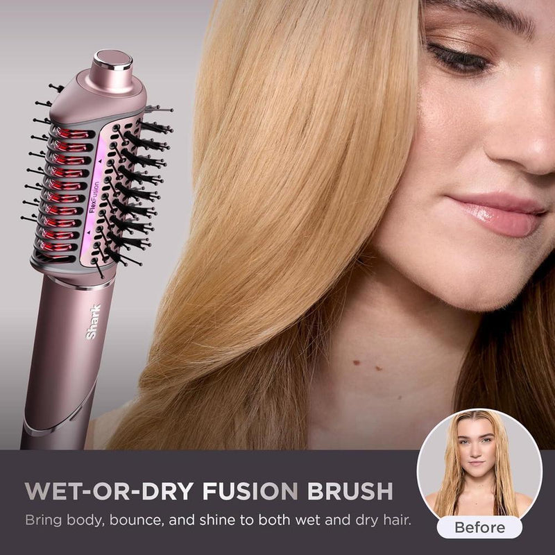 Shark FlexFusion: Plancha de pelo y potente secador con cepillo Fusion, estilo de aire cerámico y rizadores automáticos