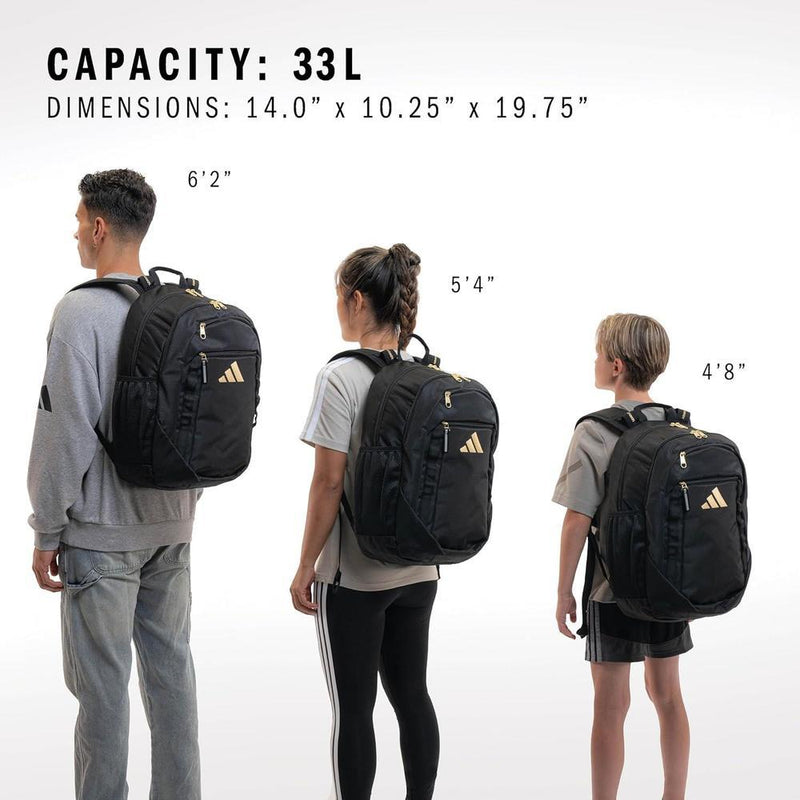 Mochila grande adidas Excel para hombres y mujeres, duradera para laptop y uso atlético