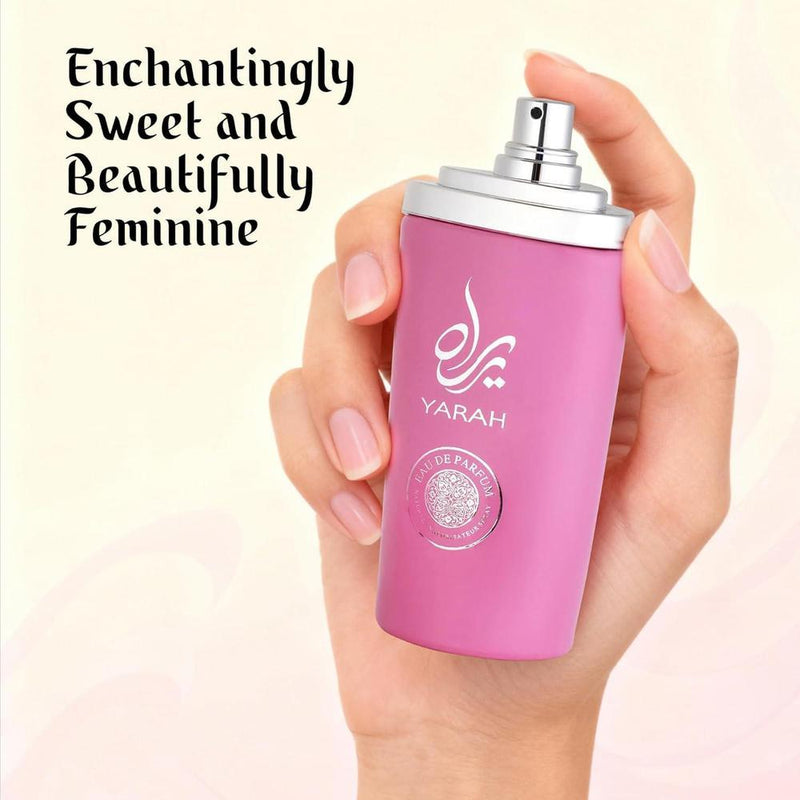 SAADAH Yarah Eau De Parfum para Mujer 4.0 Fl.oz, 120ml Perfume Oriental Vainilla Gourmand, Orquídea Dulce, Mandarina, Frutas Tropicales, Vainilla, Musk y Sándalo, Fragancia de Lujo Polvosa de Larga Duración