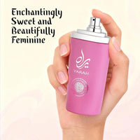 SAADAH Yarah Eau De Parfum para Mujer 4.0 Fl.oz, 120ml Perfume Oriental Vainilla Gourmand, Orquídea Dulce, Mandarina, Frutas Tropicales, Vainilla, Musk y Sándalo, Fragancia de Lujo Polvosa de Larga Duración