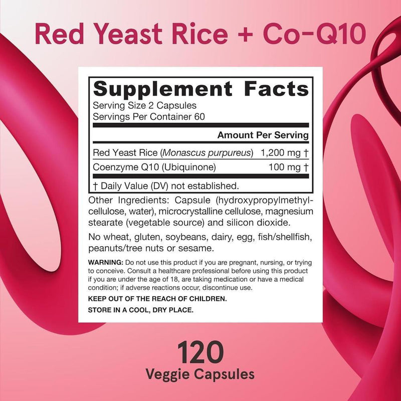Jarrow Formulas Arroz de Levadura Roja y CoQ10, Suplemento Dietético Herbal para la Salud del Corazón