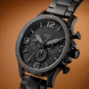 Fossil Nate - Reloj para hombre con esfera de cronógrafo y correa de acero inoxidable o cuero