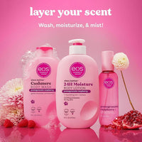 eos Spray corporal vegano y fragante con granada y frambuesa para mujer, con ácido hialurónico y libre de crueldad