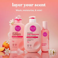 eos Shea Better Loción corporal Jasmine Peach, cuidado de la piel 24 horas, ligera, vegana y con karité natural