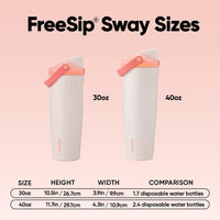 Owala FreeSip Sway Botella de agua de acero inoxidable, color naranja/bronceado con boquilla innovadora y diseño aislado
