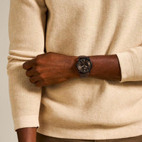 Reloj Fossil Copeland para hombre, acero inoxidable y cuero, movimiento de cuarzo con esfera negra e índices romanos, resistente al agua