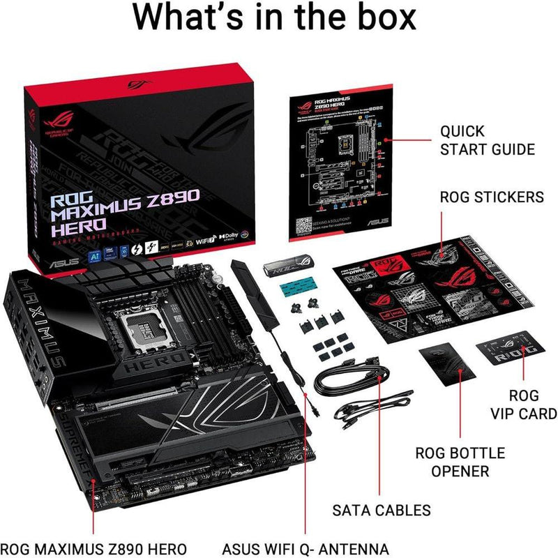 ASUS ROG Maximus Z890 Hero Placa base Intel Z890 LGA 1851, Intel avanzada lista para PC, 22+2+1+2 etapas, DDR5, WiFi 7, 3X PCIe 5.0 M.2
