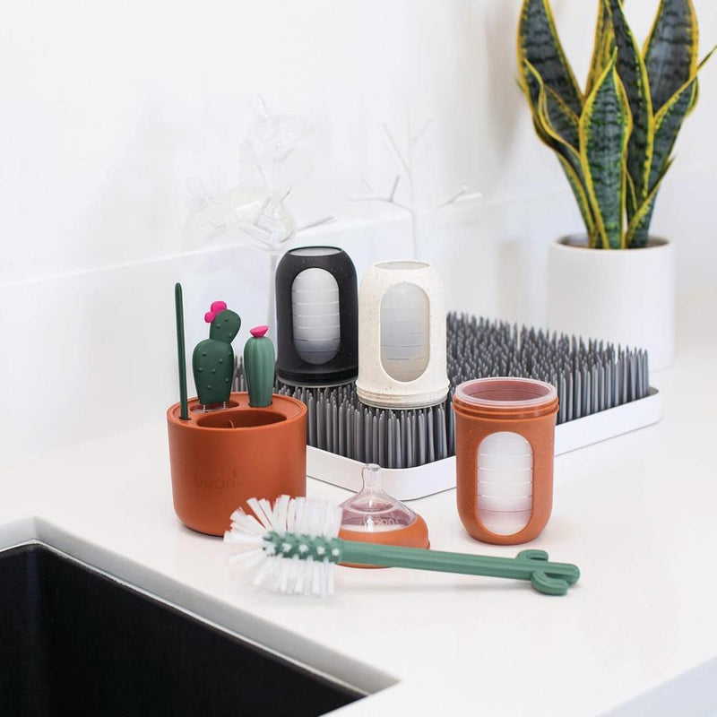 Boon - Juego De Cepillos En Forma De Cactus Para Limpiar Biberones, Color Terracota