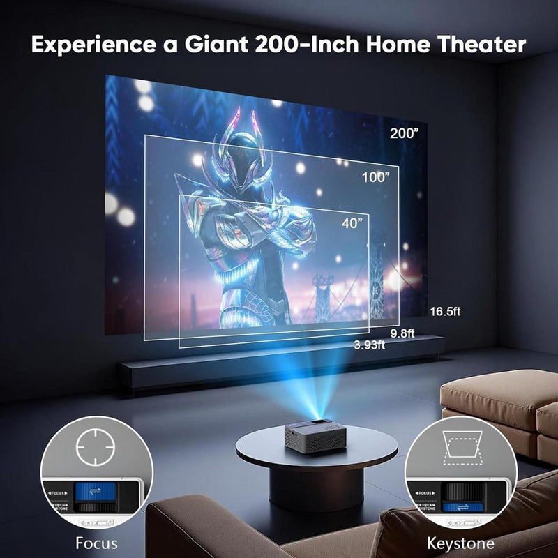 TMY proyector Bluetooth mejorado con pantalla, portátil Full HD compatible con TV Stick Smartphone/HDMI/USB