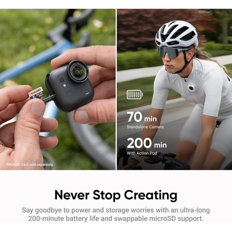 Insta360 GO Ultra - Cámara de Vlogs 4K portátil, manos libres, con sensor avanzado y duración de batería extendida para deporte y aventuras