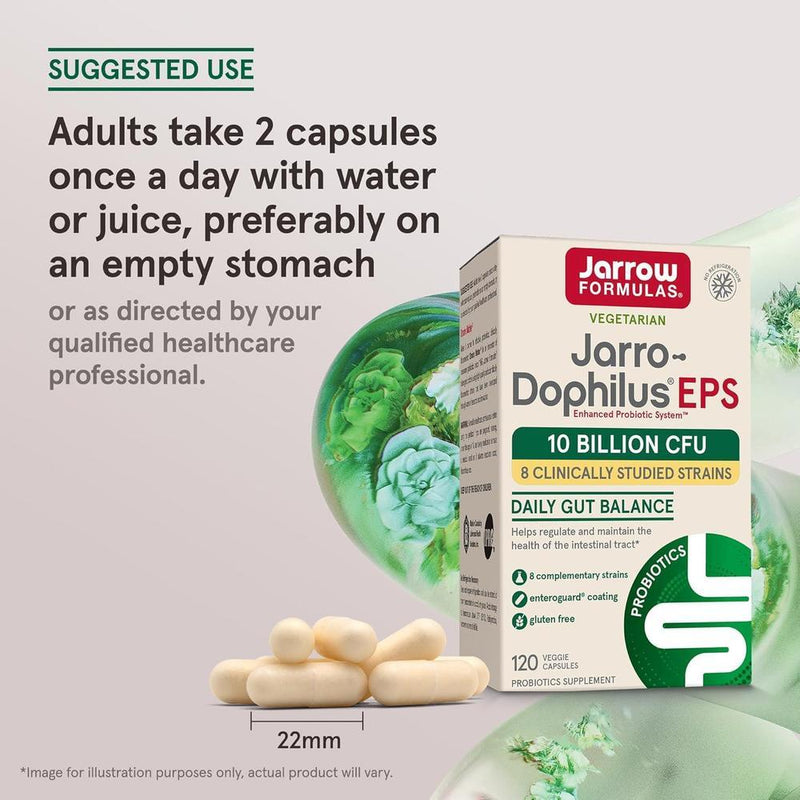 Jarrow Formulas Jarro-Dophilus EPS, 10 mil millones de células, apoya función y salud intestinal, 120 cápsulas vegetales