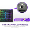 NZXT Teclado compacto para juegos Tenkeyless, interruptores rojos Gateron intercambiables en caliente, retroiluminación RGB, placa superior de aluminio, espuma amortiguadora