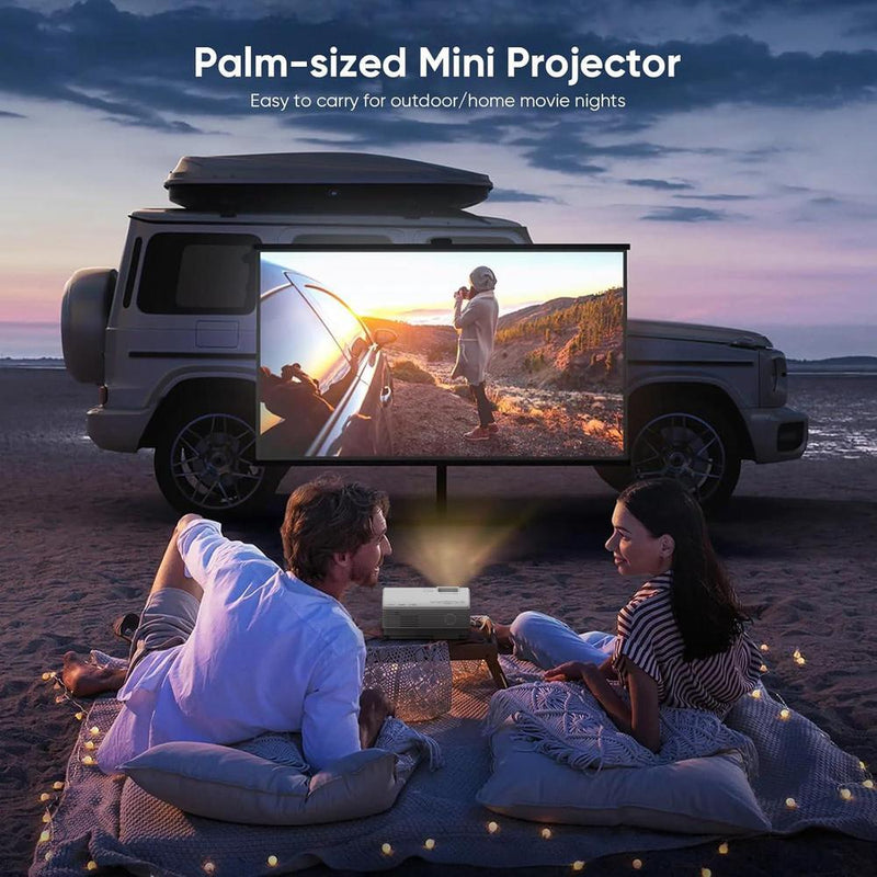 Proyector WiFi y Bluetooth actualizado para exterior, mini proyector de cine en casa compatible con smartphone por WiFi/USB