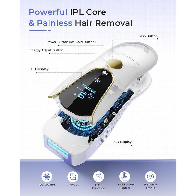 Depilación Láser IPL Finquin Air 15 Para Resultados Duraderos Desde Casa Con 3 Modos Y Enfriamiento Por Hielo
