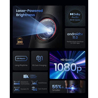Proyector NEBULA Capsule 3 Láser, Mini TV Inteligente Wi-Fi Portátil con Google TV, Netflix, Dolby Digital y Batería