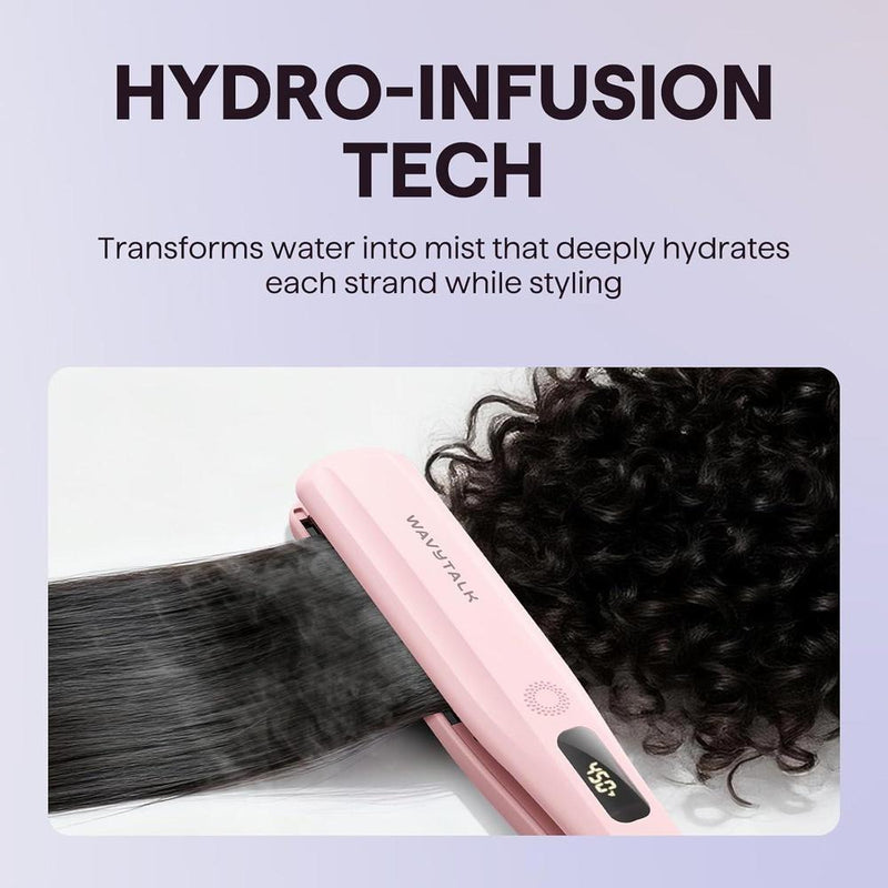 Plancha de pelo a vapor Wavytalk con nano titanio y peine desmontable. Reduce daño, nutre y alisa con vapor