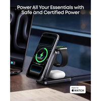 Estación de carga inalámbrica Anker Prime 3 en 1, soporte de cargador MagSafe, 25W para iPhone, Apple Watch, AirPods