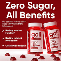 Goli Gummies: Vinagre de Manzana sin Azúcar con Vitamina B12 y Probióticos - Veganas, Keto y Sin Gluten