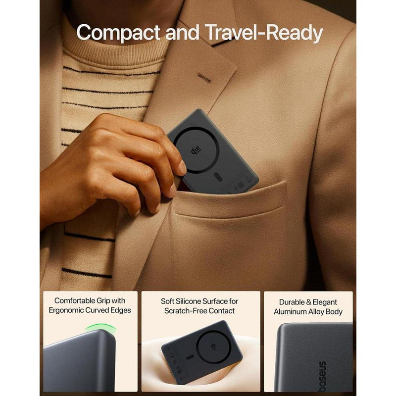 Baseus Picogo Magsafe Power Bank, cargador portátil magnético con carga rápida inalámbrica USB-C para iPhone y más dispositivos