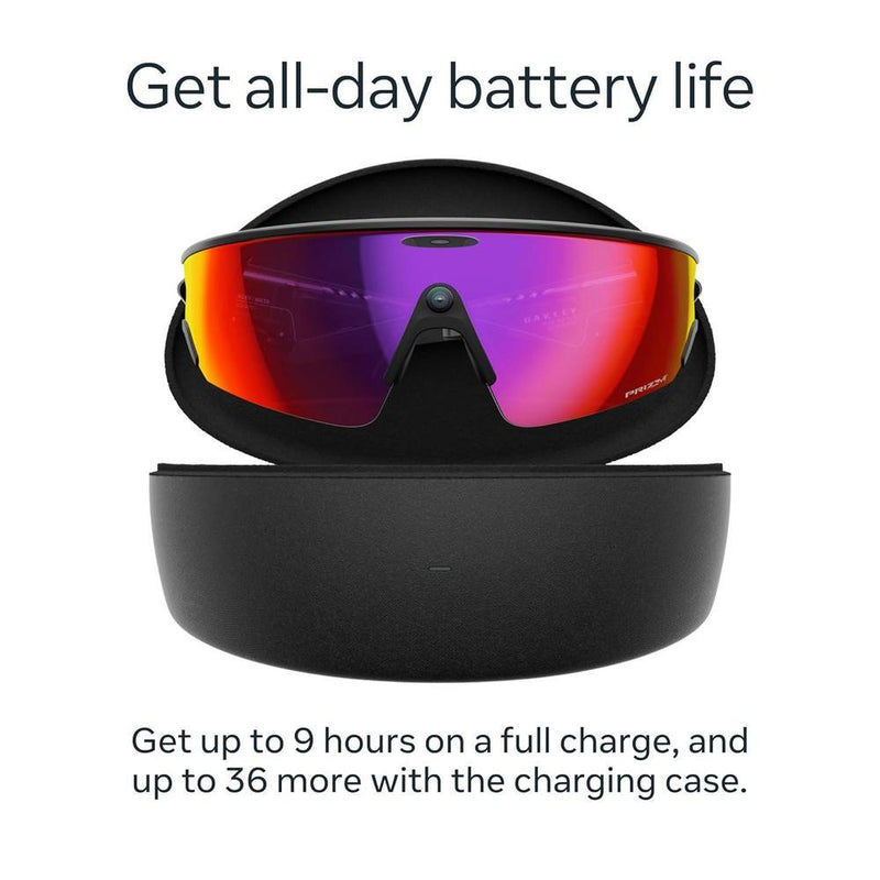 Oakley Meta Vanguard con Meta AI, para fotos y audio con video compatible - Modelo Prizm Road, Color Negro