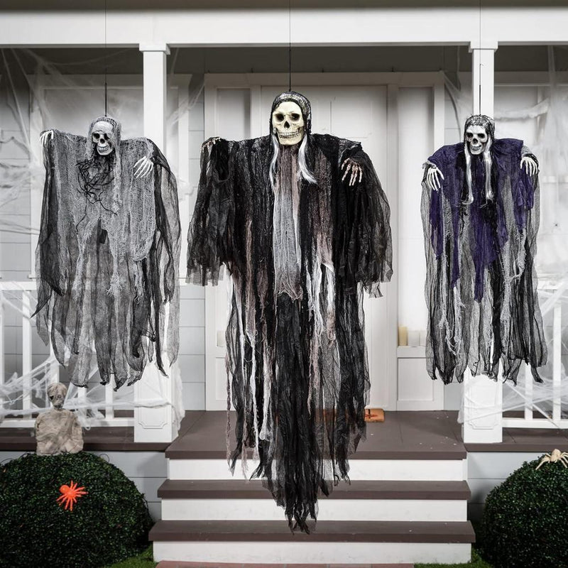 JOYIN decoraciones colgantes de esqueletos de Halloween, paquete de 3, brazos ajustables y material duradero para exteriores