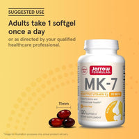 Jarrow Formulas MK-7, suplemento de vitamina K2 MK-7 para salud ósea y cardiovascular. Sin gluten ni alérgenos