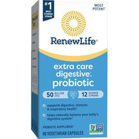 Renew Life Cápsulas Probióticas Digestivas Cuidado Extra 50 Mil Millones CFU, Soporte Salud Inmune, Digestiva y Respiratoria