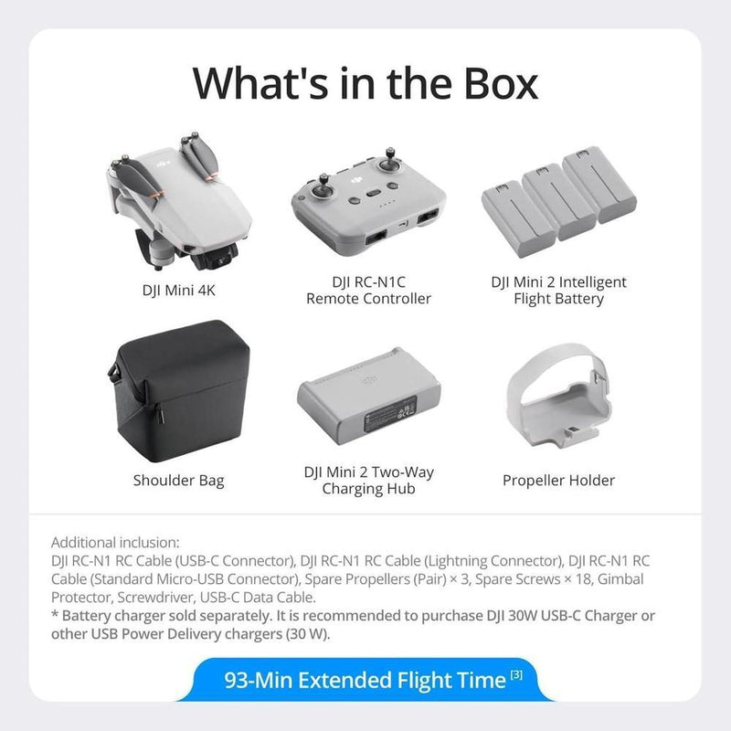 DJI Mini 4K Fly More Combo, dron con cámara UHD, cardán 3 ejes, video 10 km, retorno automático, 3 baterías incluidas